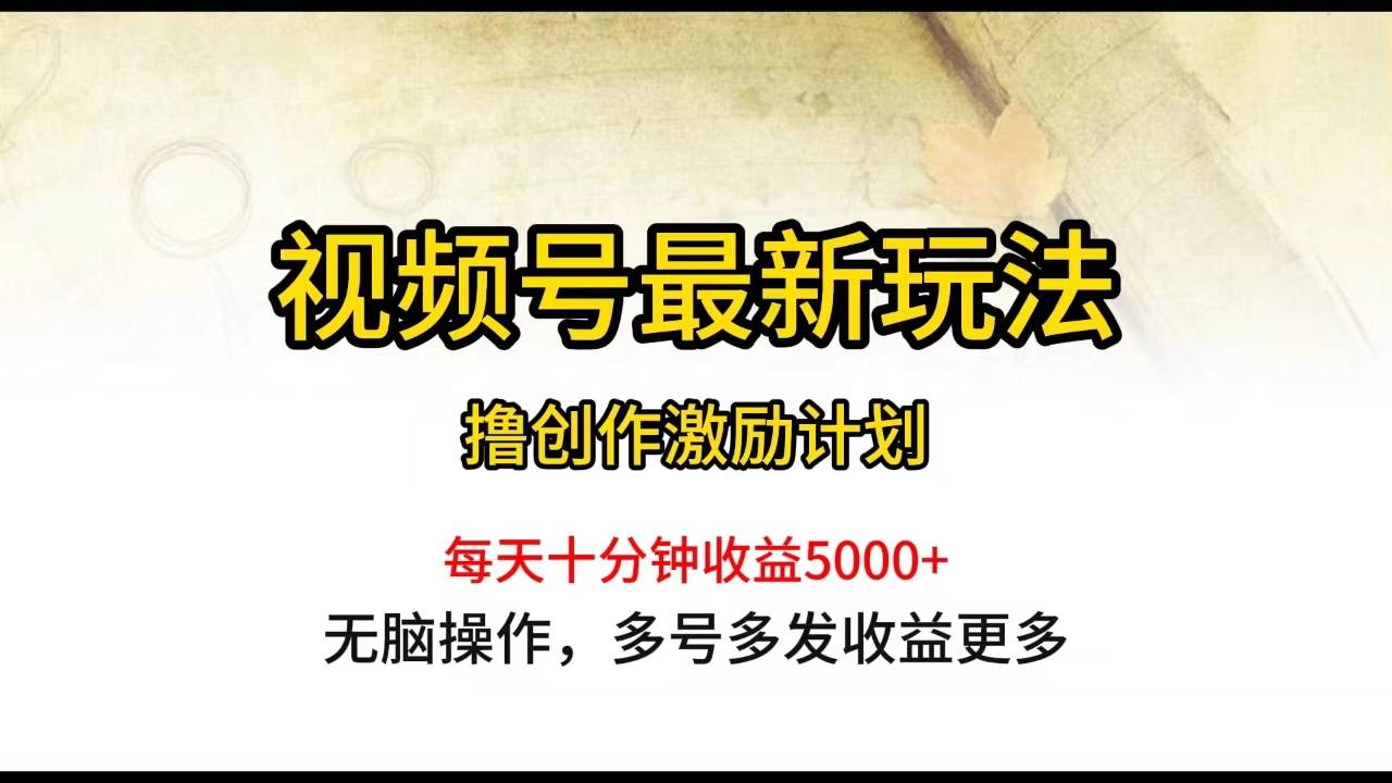 视频号最新玩法，每日一小时月入5000+-副业之家