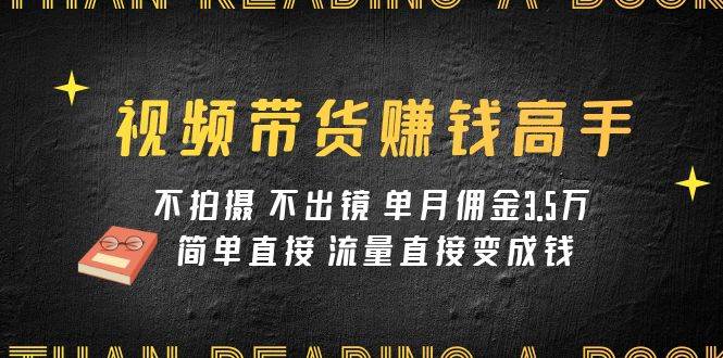 视频带货赚钱高手课程：不拍摄 不出镜 单月佣金3.5w 简单直接 流量直接变钱-副业之家