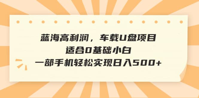 蓝海高利润，车载U盘项目，适合0基础小白，一部手机轻松实现日入500+-副业之家