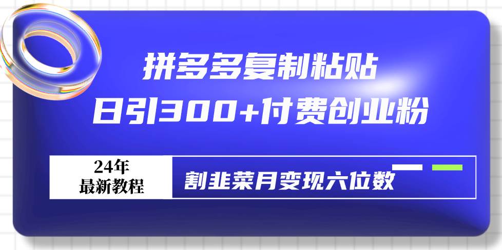 拼多多复制粘贴日引300+付费创业粉，割韭菜月变现六位数最新教程！-副业之家