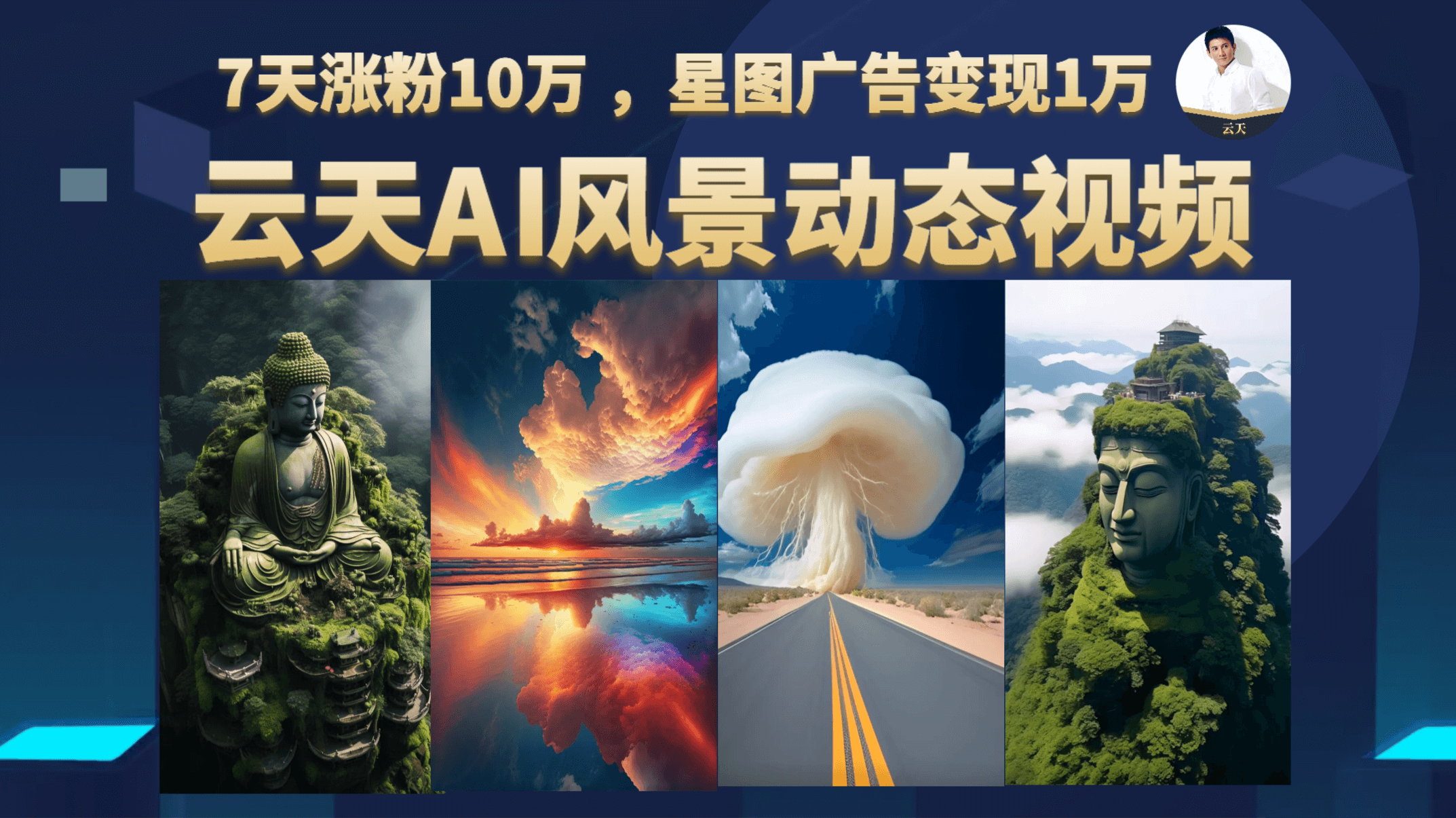 云天AI风景动图视频制作，7天涨粉10万 ，星图广告变现1万-副业之家