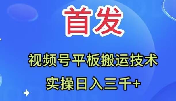 全网首发：视频号平板搬运技术，实操日入三千＋-副业之家