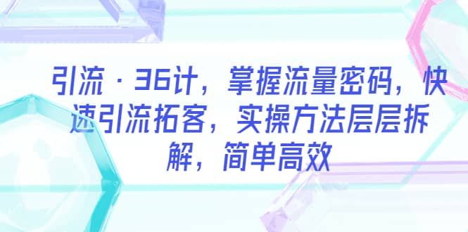 引流·36计，掌握流量密码，快速引流拓客，实操方法层层拆解，简单高效-副业之家