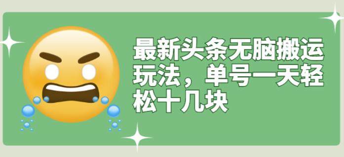 最新头条无脑搬运玩法，单号一天轻松十几块【视频教程+搬运软件】-副业之家