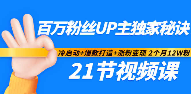 百万粉丝UP主独家秘诀：冷启动+爆款打造+涨粉变现2个月12W粉（21节视频课)-副业之家