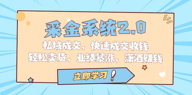 采金 系统2.0，私域成交，快速成交收钱，轻松卖货，业绩暴涨，潇洒赚钱-副业之家