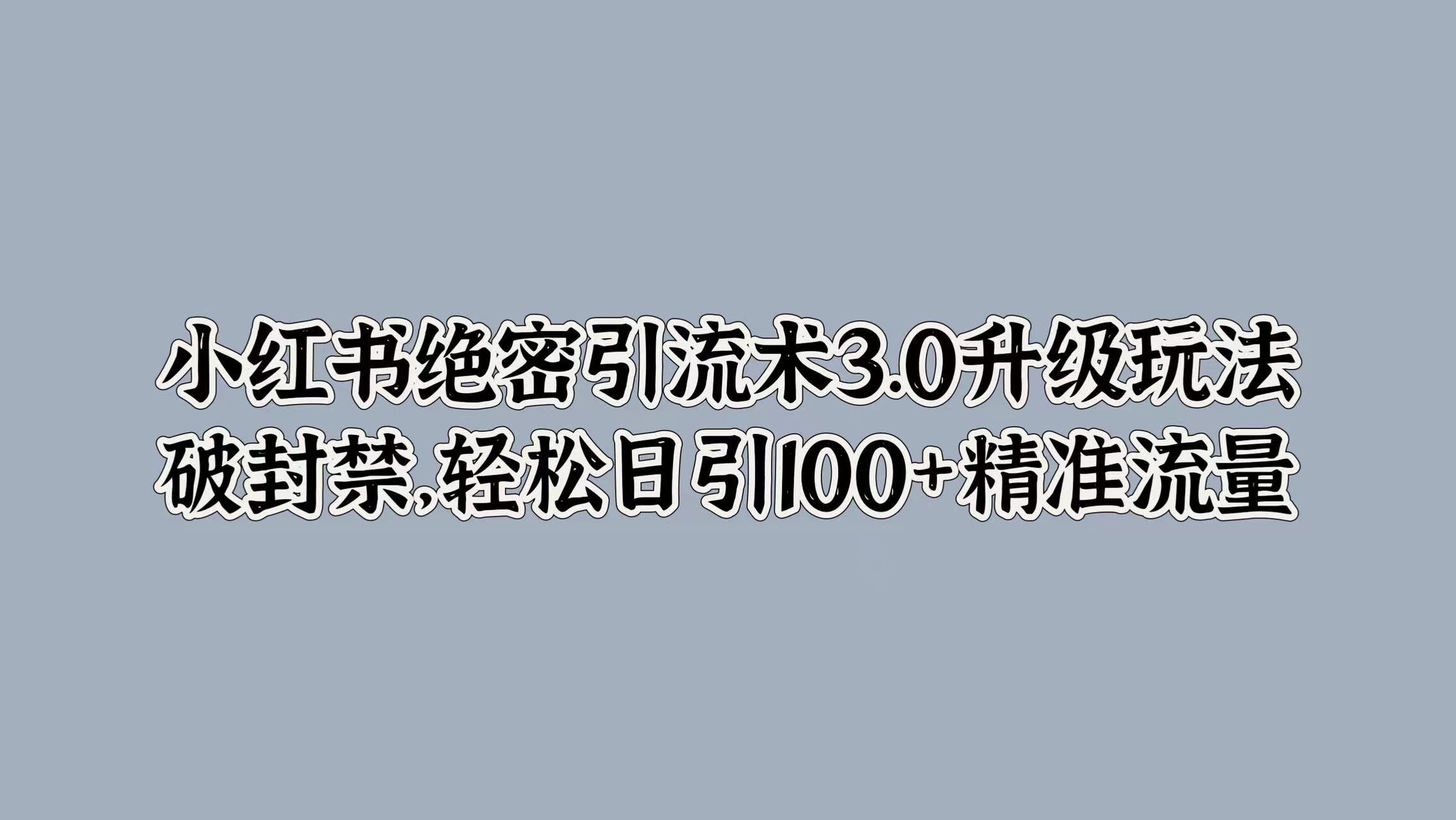 小红书绝密引流术3.0升级玩法，破封禁，轻松日引100+精准流量-副业之家