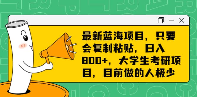 最新蓝海项目，只要会复制粘贴，日入800+，大学生考研项目，目前做的人极少-副业之家