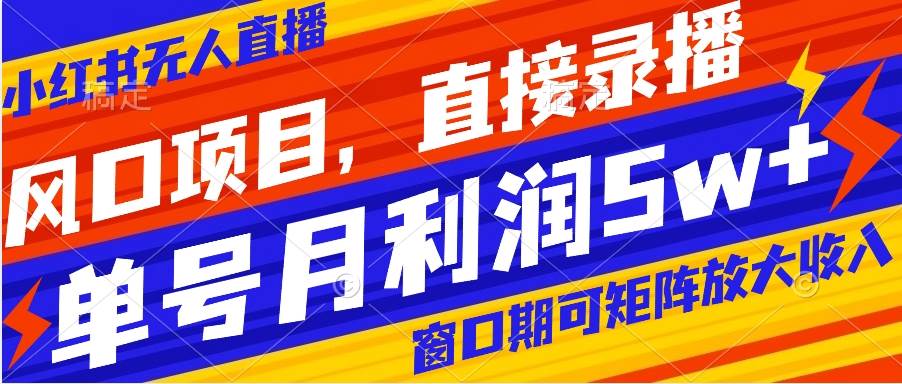 风口项目，小红书无人直播带货，直接录播，可矩阵，月入5w+-副业之家