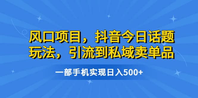 风口项目，抖音今日话题玩法，引流到私域卖单品，一部手机实现日入500+-副业之家