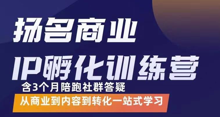 杨名商业IP孵化训练营，从商业到内容到转化一站式学 价值5980元-副业之家