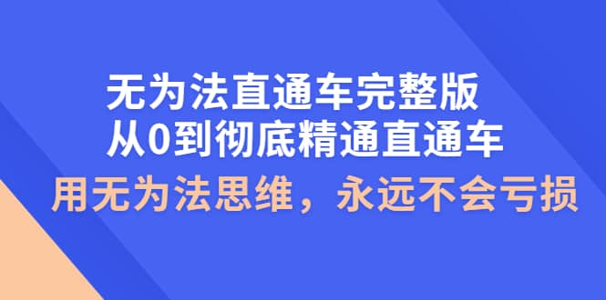 无为法直通车完整版：从0到彻底精通直通车，用无为法思维，永远不会亏损-副业之家