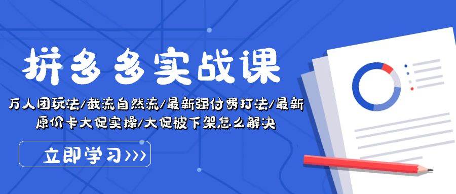 拼多多·实战课：万人团玩法/截流自然流/最新强付费打法/最新原价卡大促..-副业之家