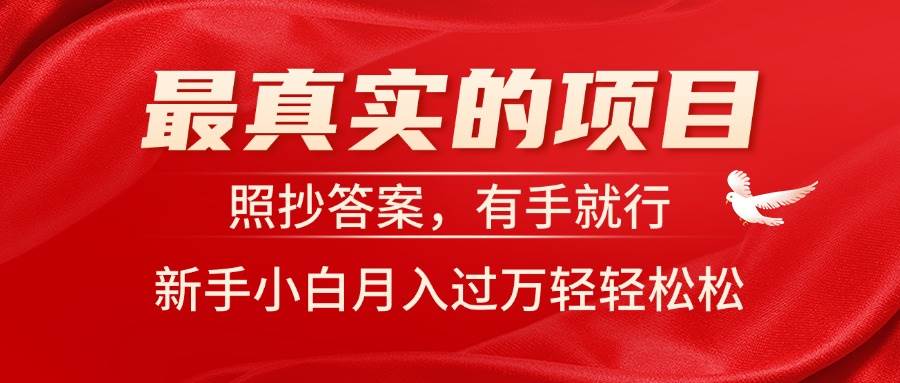 最真实的项目，照抄答案，有手就行，新手小白月入过万轻轻松松-副业之家