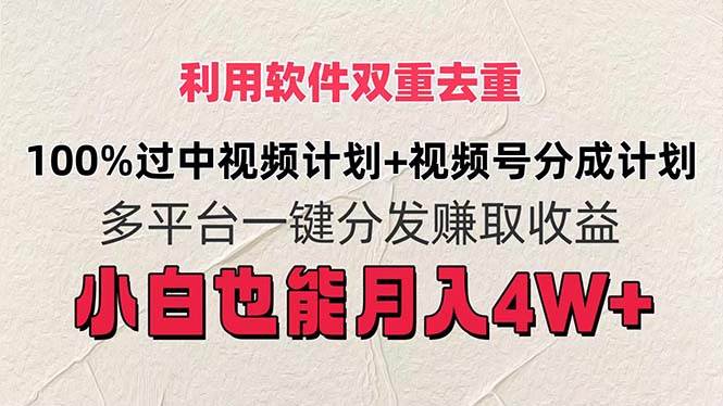 利用软件双重去重，100%过中视频+视频号分成计划小白也可以月入4W+-副业之家