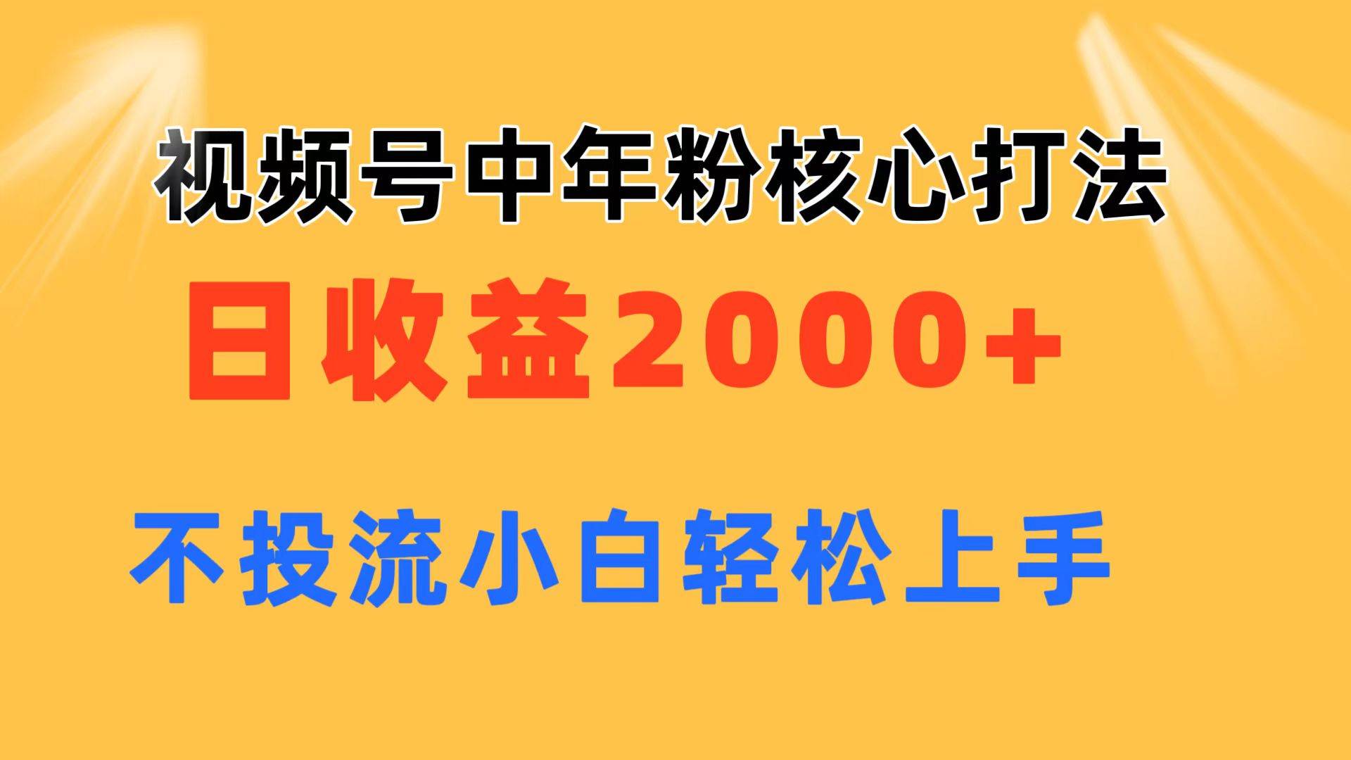 视频号中年粉核心玩法 日收益2000+ 不投流小白轻松上手-副业之家