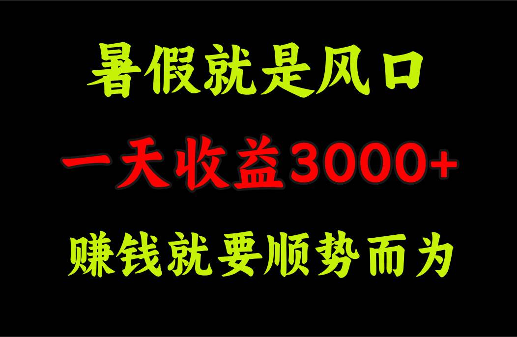 一天收益3000+ 赚钱就是顺势而为，暑假就是风口-副业之家