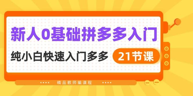 新人0基础拼多多入门，纯小白快速入门多多（21节课）-副业之家