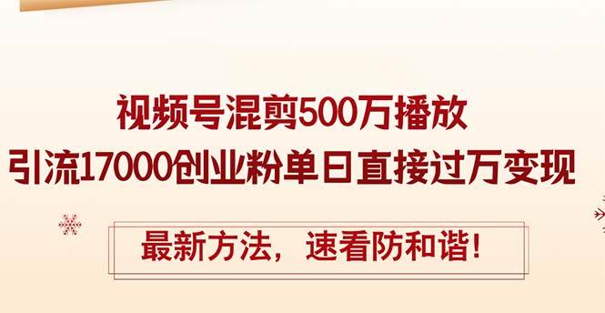精华帖视频号混剪500万播放引流17000创业粉，单日直接过万变现，最新方…-副业之家