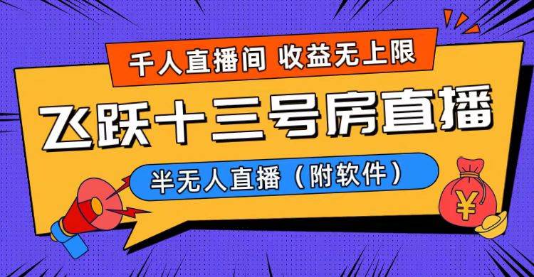 爆火飞跃十三号房半无人直播，一场直播上千人，日入过万！（附软件）-副业之家