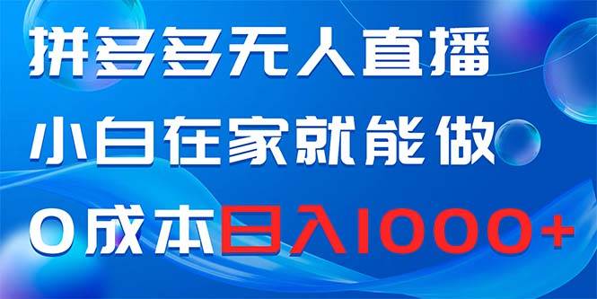 拼多多无人直播，小白在家就能做，0成本日入1000+-副业之家