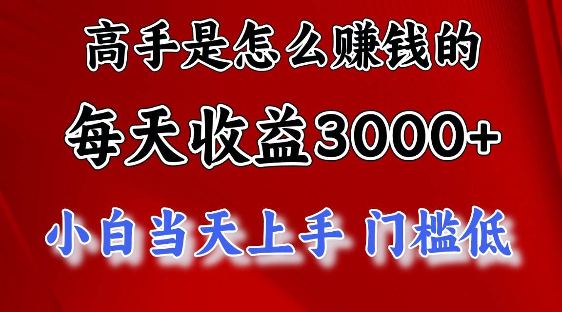高手是怎么赚钱的，一天收益3000+ 这是穷人逆风翻盘的一个项目，非常稳…-副业之家