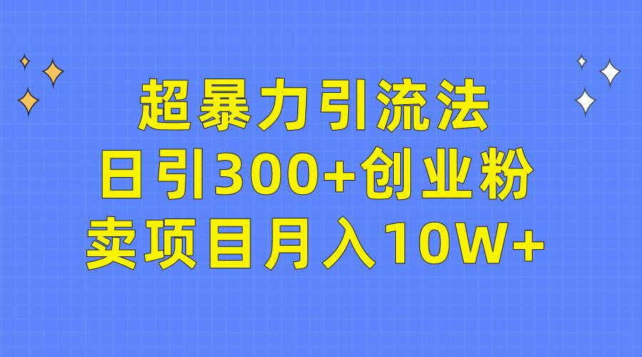 超暴力引流法，日引300+创业粉，卖项目月入10W+-副业之家