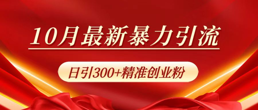 10月最新暴力引流，日引300+精准创业粉-副业之家