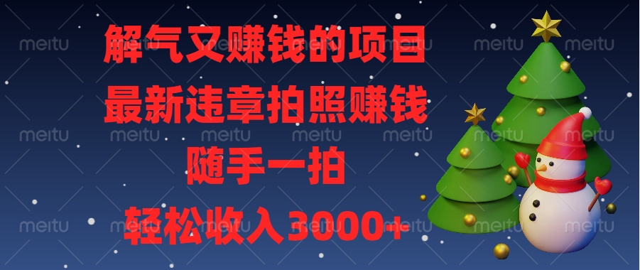 最新违章拍照赚钱，随手一拍，解气又赚钱的项目，轻松收入3000+-副业之家
