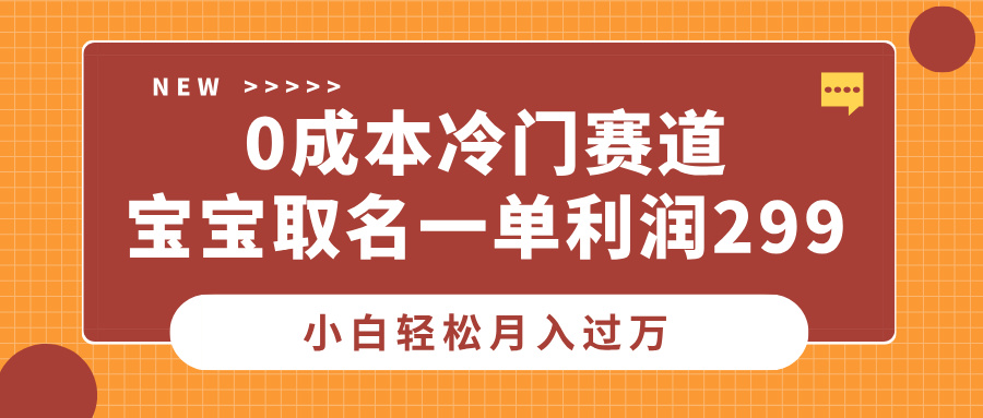 0成本冷门赛道，宝宝取名一单利润299，小白轻松月入过万-副业之家