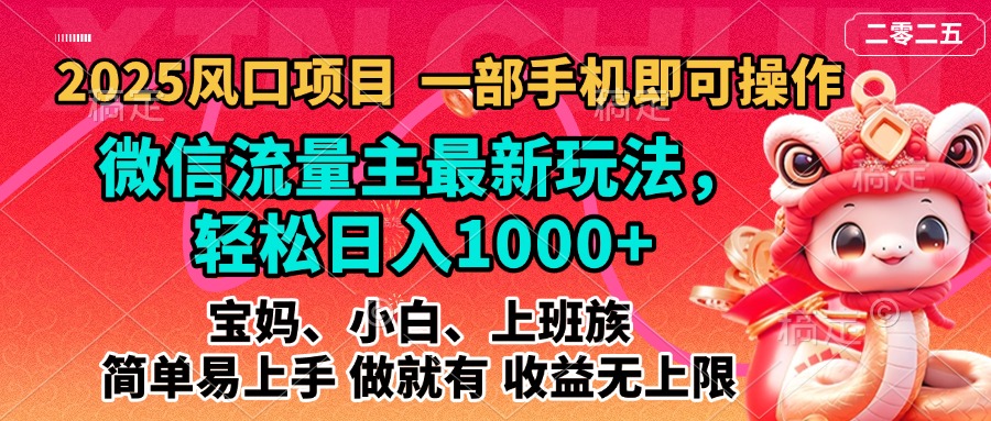 2025蓝海风口项目，微信流量主最新玩法，轻松日入1000+，简单易上手，做就有 收益无上限-副业之家