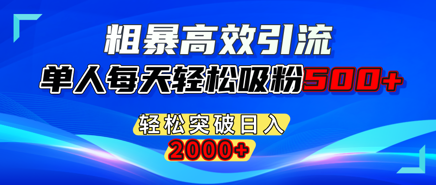 粗暴高效引流,单人每天轻松吸粉500+,轻松突破日入2000+-副业之家