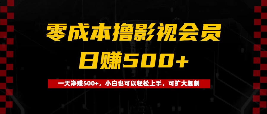 0成本撸影视会员，一天净赚500+，小白也可以轻松上手，可扩大复制-副业之家