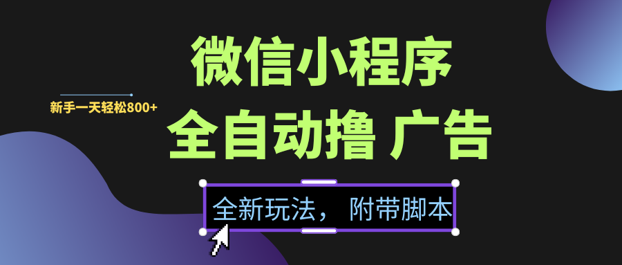 微信小程序挂机撸广告，全新玩法，新手一天轻松800+【附带脚本】-副业之家