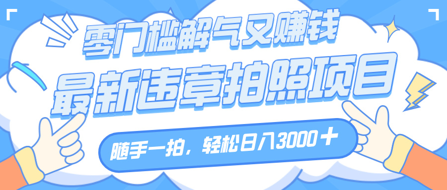 解气又赚钱的项目，随手一拍，轻松收入3000+，最新违章拍照赚钱-副业之家