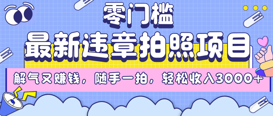 最新违章拍照项目，解气又赚钱，随手一拍，轻松收入3000+-副业之家