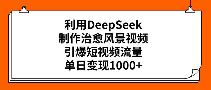 利用DeepSeek，制作治愈风景视频，引爆短视频流量，单日变现1000+-副业之家